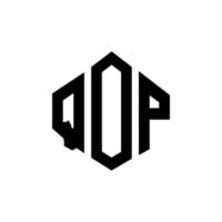 Qop-Brief-Logo-Design mit Polygonform. Qop-Polygon- und Würfelform-Logo-Design. qop Sechseck-Vektor-Logo-Vorlage in weißen und schwarzen Farben. qop-monogramm, geschäfts- und immobilienlogo. vektor