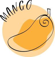 mogen och färgglad mango i trendig doodle-stil vektor