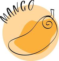 reife und farbenfrohe Mango im trendigen Doodle-Stil vektor