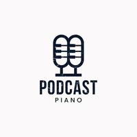 Logo-Podcast und Piano-Logo-Design. Premium-Vektor vektor