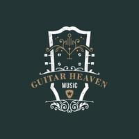 gitarre himmel logo musik retro vintage design.premium vektor