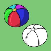 eine reihe von bildern, ein heller runder aufblasbarer ball für kinderspiele, eine vektorillustration im cartoon-stil auf einem farbigen hintergrund vektor