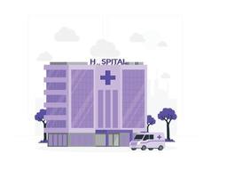 sjukhusbyggnad med ambulans, vektorillustration vektor