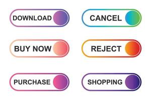 uppsättning moderna material stil knappar för webbplats, mobil app och infographic mall olika gradient färger illustration grafik och webbdesign. vektor