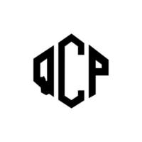 qcp bokstavslogotypdesign med polygonform. qcp polygon och kubform logotypdesign. qcp hexagon vektor logotyp mall vita och svarta färger. qcp monogram, affärs- och fastighetslogotyp.