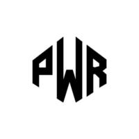 pwr letter logotyp design med polygon form. pwr polygon och kubform logotypdesign. pwr hexagon vektor logotyp mall vita och svarta färger. pwr monogram, affärs- och fastighetslogotyp.