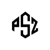 psz bokstavslogotypdesign med polygonform. psz polygon och kubform logotypdesign. psz hexagon vektor logotyp mall vita och svarta färger. psz monogram, affärs- och fastighetslogotyp.