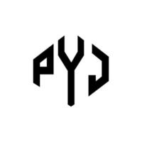 pyj-Buchstaben-Logo-Design mit Polygonform. pyj-polygon- und würfelform-logo-design. pyj Sechseck-Vektor-Logo-Vorlage in weißen und schwarzen Farben. pyj-monogramm, geschäfts- und immobilienlogo. vektor