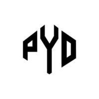 pyo bokstavslogotypdesign med polygonform. pyo polygon och kubform logotypdesign. pyo hexagon vektor logotyp mall vita och svarta färger. pyo monogram, affärs- och fastighetslogotyp.