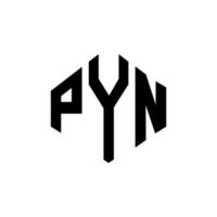 pyn-Buchstaben-Logo-Design mit Polygonform. pyn-polygon- und würfelform-logo-design. pyn Sechseck-Vektor-Logo-Vorlage in weißen und schwarzen Farben. pyn-monogramm, geschäfts- und immobilienlogo. vektor