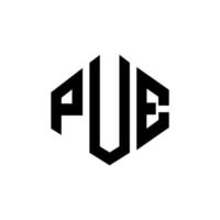 pue letter logotyp design med polygon form. pue polygon och kub form logotyp design. pue hexagon vektor logotyp mall vita och svarta färger. pue monogram, affärs- och fastighetslogotyp.