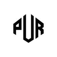 pur letter logotyp design med polygon form. pur polygon och kubform logotypdesign. pur hexagon vektor logotyp mall vita och svarta färger. pur monogram, affärs- och fastighetslogotyp.