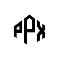 ppx bokstavslogotypdesign med polygonform. ppx polygon och kubform logotypdesign. ppx hexagon vektor logotyp mall vita och svarta färger. ppx monogram, affärs- och fastighetslogotyp.