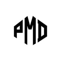 pmd-Buchstaben-Logo-Design mit Polygonform. pmd Logo-Design in Polygon- und Würfelform. pmd Sechseck-Vektor-Logo-Vorlage in weißen und schwarzen Farben. pmd monogramm, geschäfts- und immobilienlogo. vektor