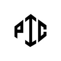pic-Buchstaben-Logo-Design mit Polygonform. pic-polygon- und würfelform-logo-design. pic Sechseck-Vektor-Logo-Vorlage in weißen und schwarzen Farben. pic-monogramm, geschäfts- und immobilienlogo. vektor