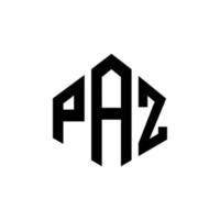 Paz-Brief-Logo-Design mit Polygonform. Paz Polygon- und Würfelform-Logo-Design. Paz Sechseck-Vektor-Logo-Vorlage in weißen und schwarzen Farben. Paz-Monogramm, Geschäfts- und Immobilienlogo. vektor