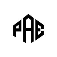 pae brev logotyp design med polygon form. pae polygon och kubform logotypdesign. pae hexagon vektor logotyp mall vita och svarta färger. pae monogram, affärs- och fastighetslogotyp.