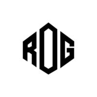 Rog Letter Logo Design mit Polygonform. Logo-Design in Rog-Polygon- und Würfelform. Rog Sechseck-Vektor-Logo-Vorlage in weißen und schwarzen Farben. rog-monogramm, geschäfts- und immobilienlogo. vektor