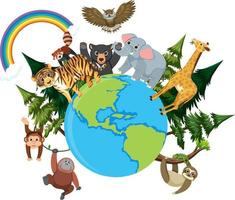 wilde Tiere auf der ganzen Welt vektor