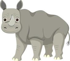 söt noshörning i platt tecknad stil vektor