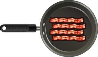 bacon i en panna på vit bakgrund vektor