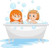 glada barn som leker i badkaret vektor