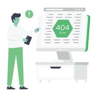 Holen Sie sich diese erstaunliche flache Illustration des 404-Fehlers vektor