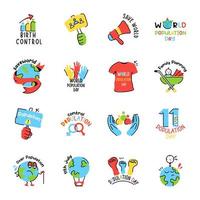 doodle platta ikoner för folkdagens firande vektor