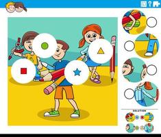 match pjäser spel med tecknade elever karaktärer vektor