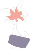 schöne handgezeichnete florale blätter und blumen eine linie kunst auf weißer illustration vektor