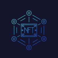 nft nicht fungibles Token, Linienvektorillustration vektor