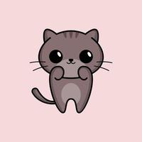 söt katt illustration kawaii tecknad logotyp vektor