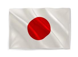 weiß und rot schwenkende nationalflagge von japan. 3D-Vektorobjekt isoliert auf weiß vektor