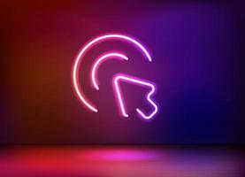 Neon leuchtendes Cursor-Pfeilsymbol. 3D-Vektor-Illustration