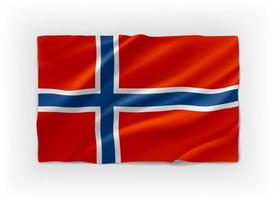 blaue, rote und weiße Flagge von Norwegen. 3D-Vektorobjekt isoliert auf weißem Hintergrund vektor