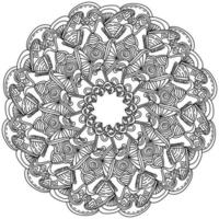 Kontur-Doodle-Mandala mit Spiralelementen und kunstvollen Mustern, Zen-Mal-Anti-Stress-Seite für Erwachsene und Kinder vektor