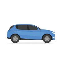 flache artillustration des blauen autos lokalisiert auf weißem hintergrund vektor