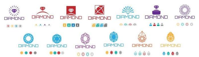 diamant logotyp set design vektor