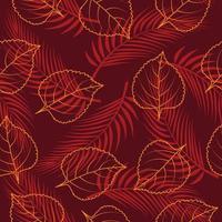 blad mönster med röd bakgrund vektor