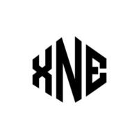 xne bokstavslogotypdesign med polygonform. xne polygon och kubform logotypdesign. xne hexagon vektor logotyp mall vita och svarta färger. xne monogram, affärs- och fastighetslogotyp.