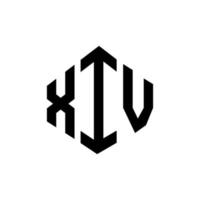 XIV-Brief-Logo-Design mit Polygonform. xiv Logo-Design in Polygon- und Würfelform. xiv Sechseck-Vektor-Logo-Vorlage in weißen und schwarzen Farben. xiv monogramm, geschäfts- und immobilienlogo. vektor