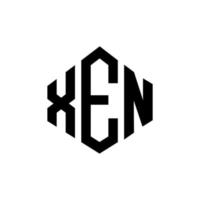 xen-Buchstaben-Logo-Design mit Polygonform. Xen-Polygon- und Würfelform-Logo-Design. Xen Sechseck-Vektor-Logo-Vorlage in weißen und schwarzen Farben. Xen-Monogramm, Geschäfts- und Immobilienlogo. vektor