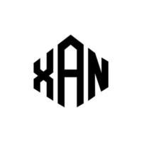 xan letter logotyp design med polygon form. xan polygon och kubform logotypdesign. xan hexagon vektor logotyp mall vita och svarta färger. xan monogram, affärs- och fastighetslogotyp.
