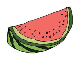 söt vektor vattenmelon clipart. handritad vattenmelon skiva ikon. frukt illustration.