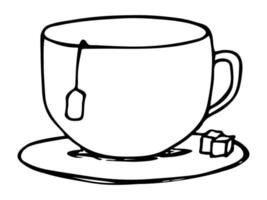 söt kopp te illustration. enkel mugg clipart. mysig hem doodle vektor