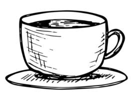 söt kopp te eller kaffe illustration. enkel mugg clipart. mysig hem doodle vektor
