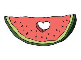 söt vektor vattenmelon clipart. handritad vattenmelon skiva ikon. frukt illustration.