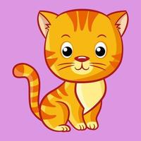 söt orange katt leende tecknad vektor