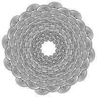 Zen-Mandala mit symmetrischer Kontur und vielen gewölbten Linien, Anti-Stress-Malseite aus einfachen fließenden Linien vektor