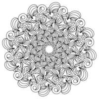 Symmetrisches Anti-Stress-Mandala mit Strudeln und Herzen, verzierte Zen-Malseite vektor